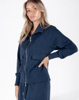Mina Zip up Jacket (Navy) - Top - Yakira Bella