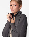 Mina Zip Up Jacket (Olive) - Top - Yakira Bella