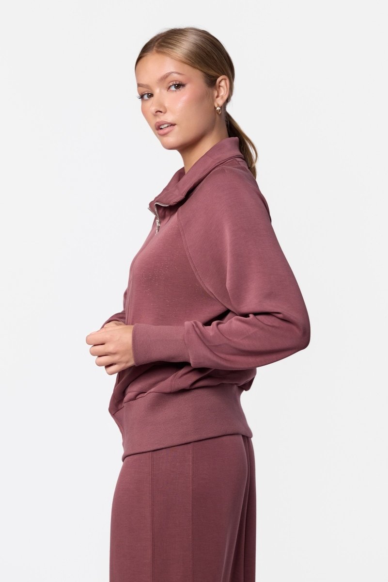 Mina Zip Up Jacket (Plum) - Top - Yakira Bella