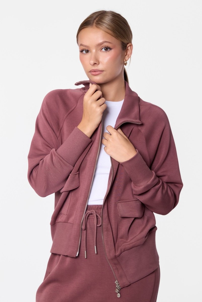 Mina Zip Up Jacket (Plum) - Top - Yakira Bella