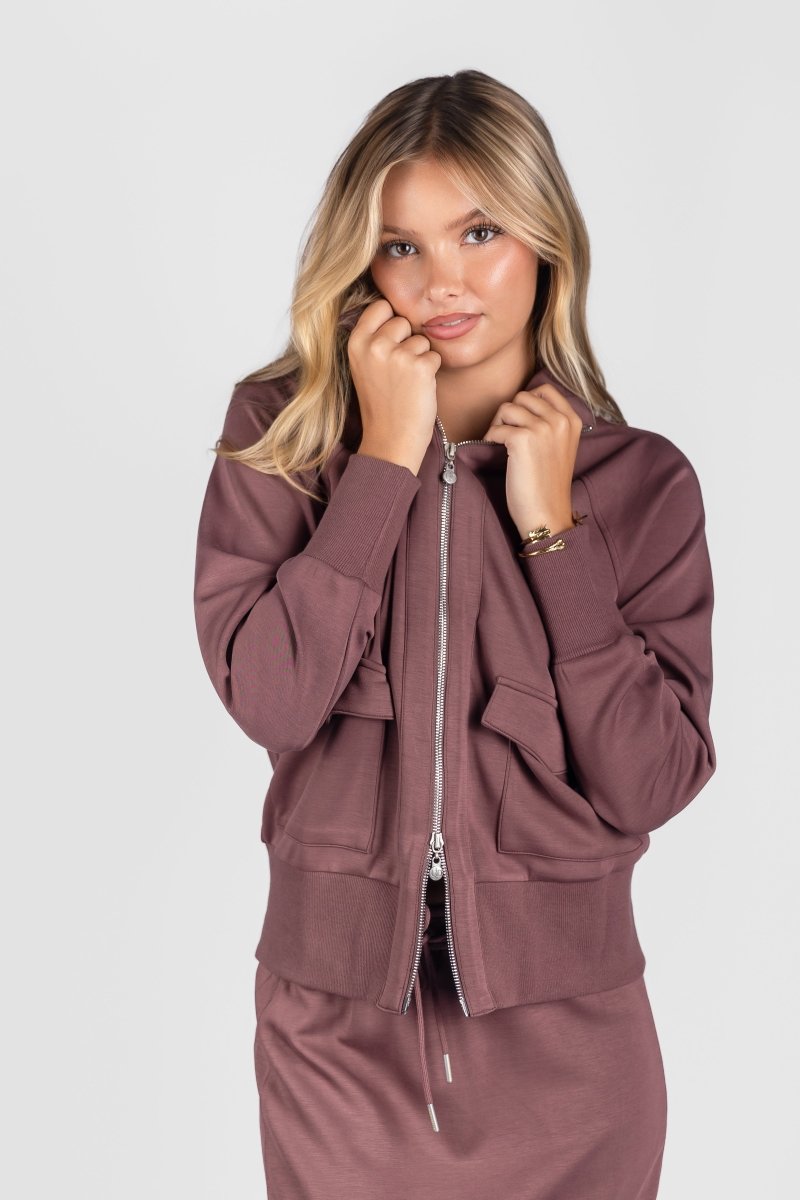 Mina Zip Up Jacket (Plum) - Top - Yakira Bella