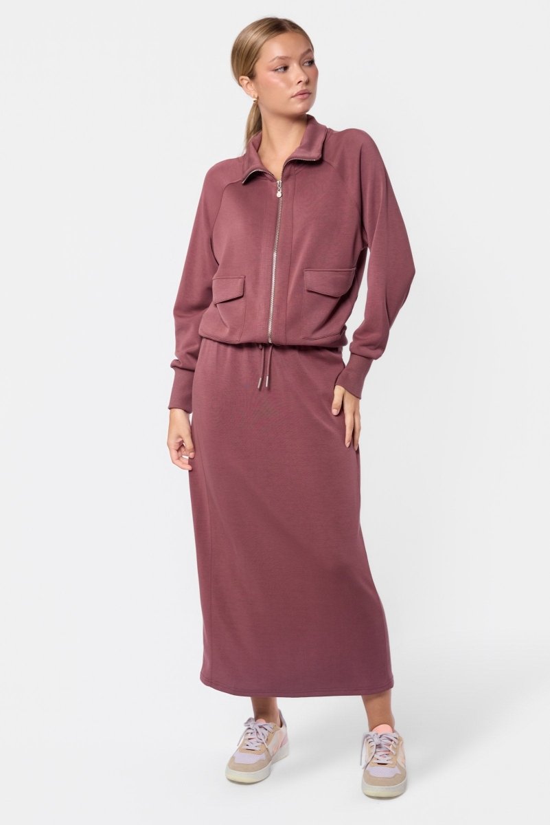 Mina Zip Up Jacket (Plum) - Top - Yakira Bella