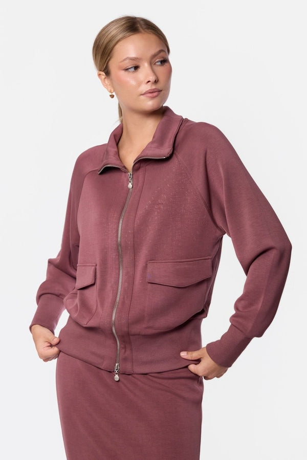 Mina Zip Up Jacket (Plum) - Top - Yakira Bella