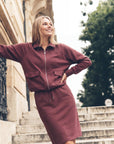 Mina Zip Up Jacket (Plum) - Top - Yakira Bella