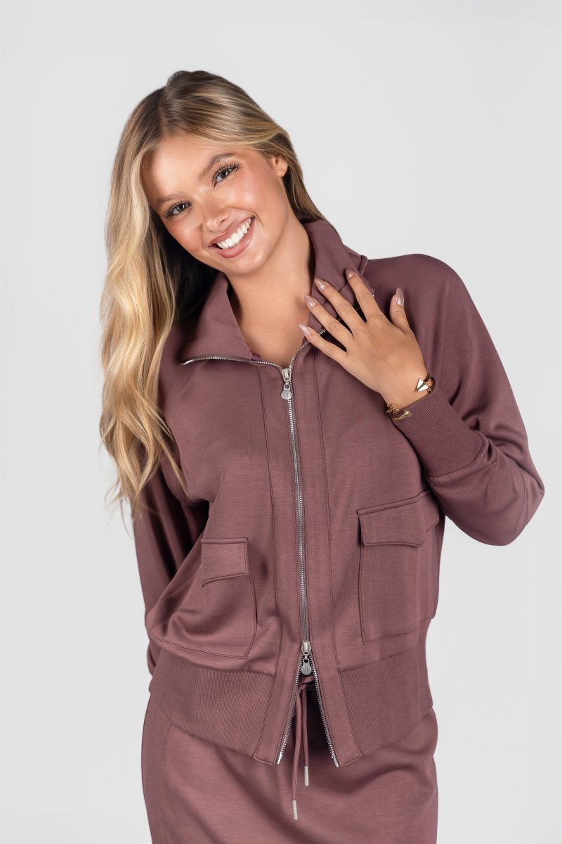 Mina Zip Up Jacket (Plum) - Top - Yakira Bella