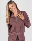 Mina Zip Up Jacket (Plum) - Top - Yakira Bella