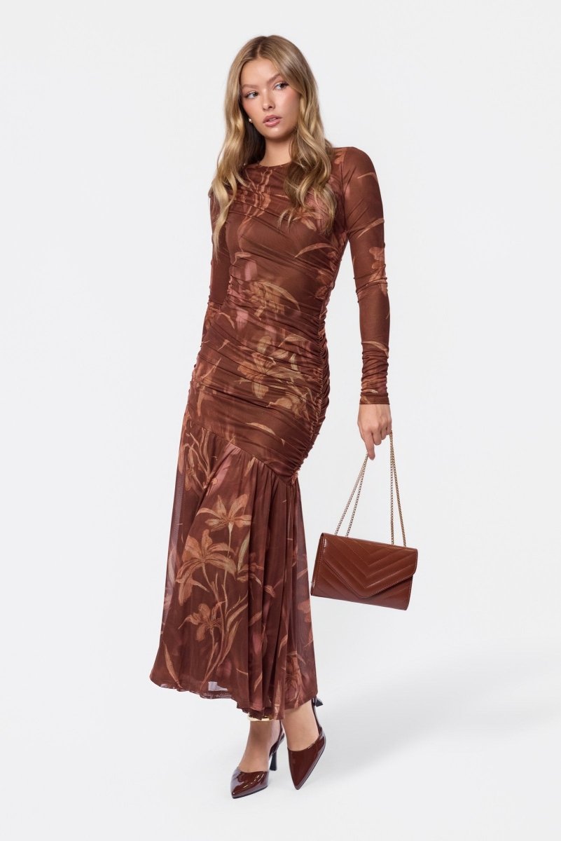 Miri Dress (Brown Flower) - Dress - Yakira Bella