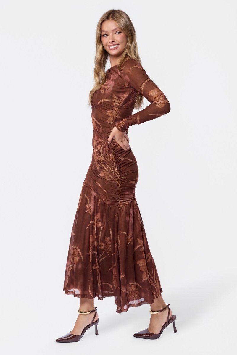 Miri Dress (Brown Flower) - Dress - Yakira Bella