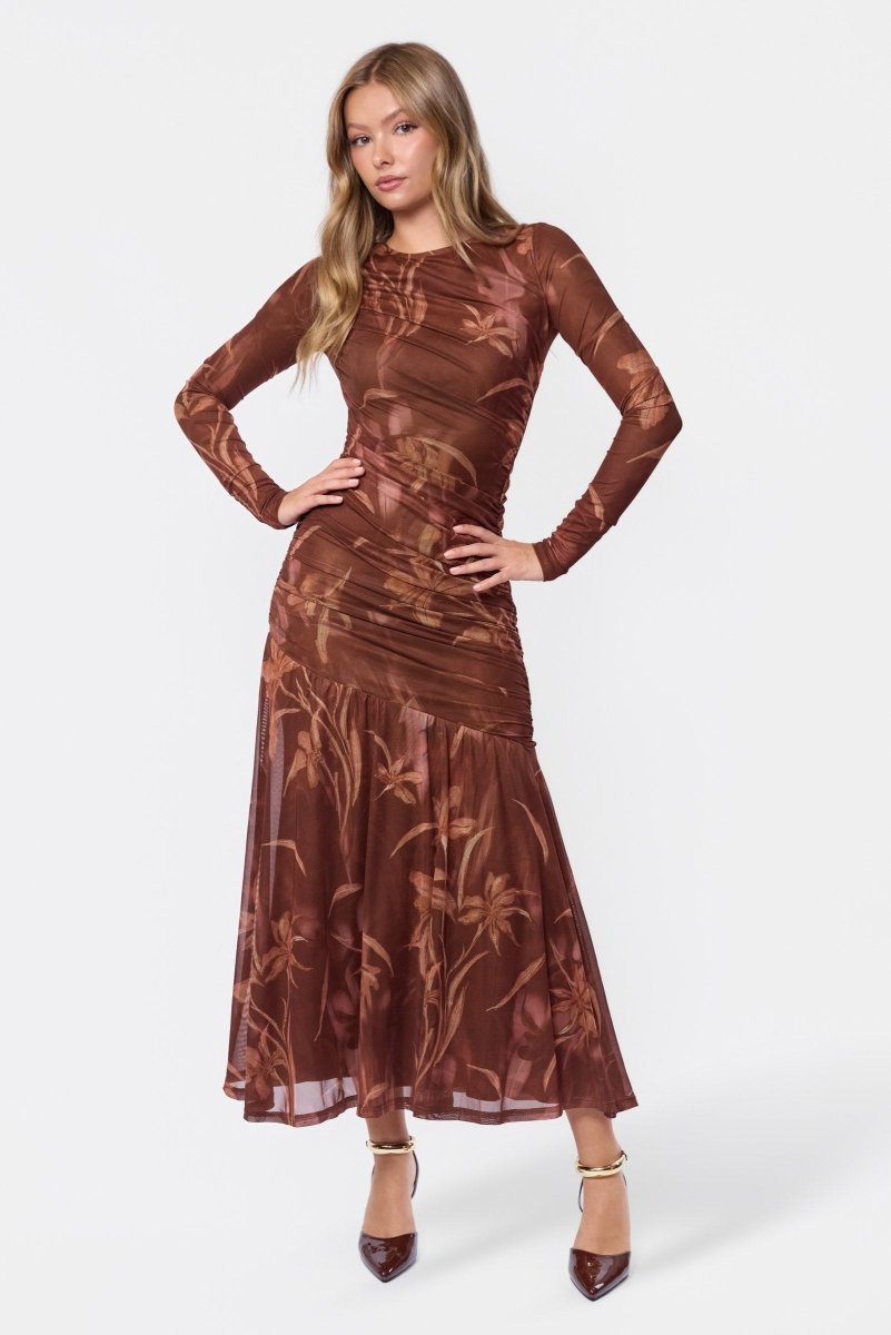 Miri Dress (Brown Flower) - Dress - Yakira Bella