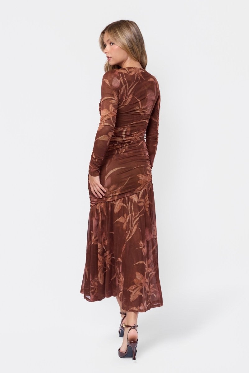 Miri Dress (Brown Flower) - Dress - Yakira Bella