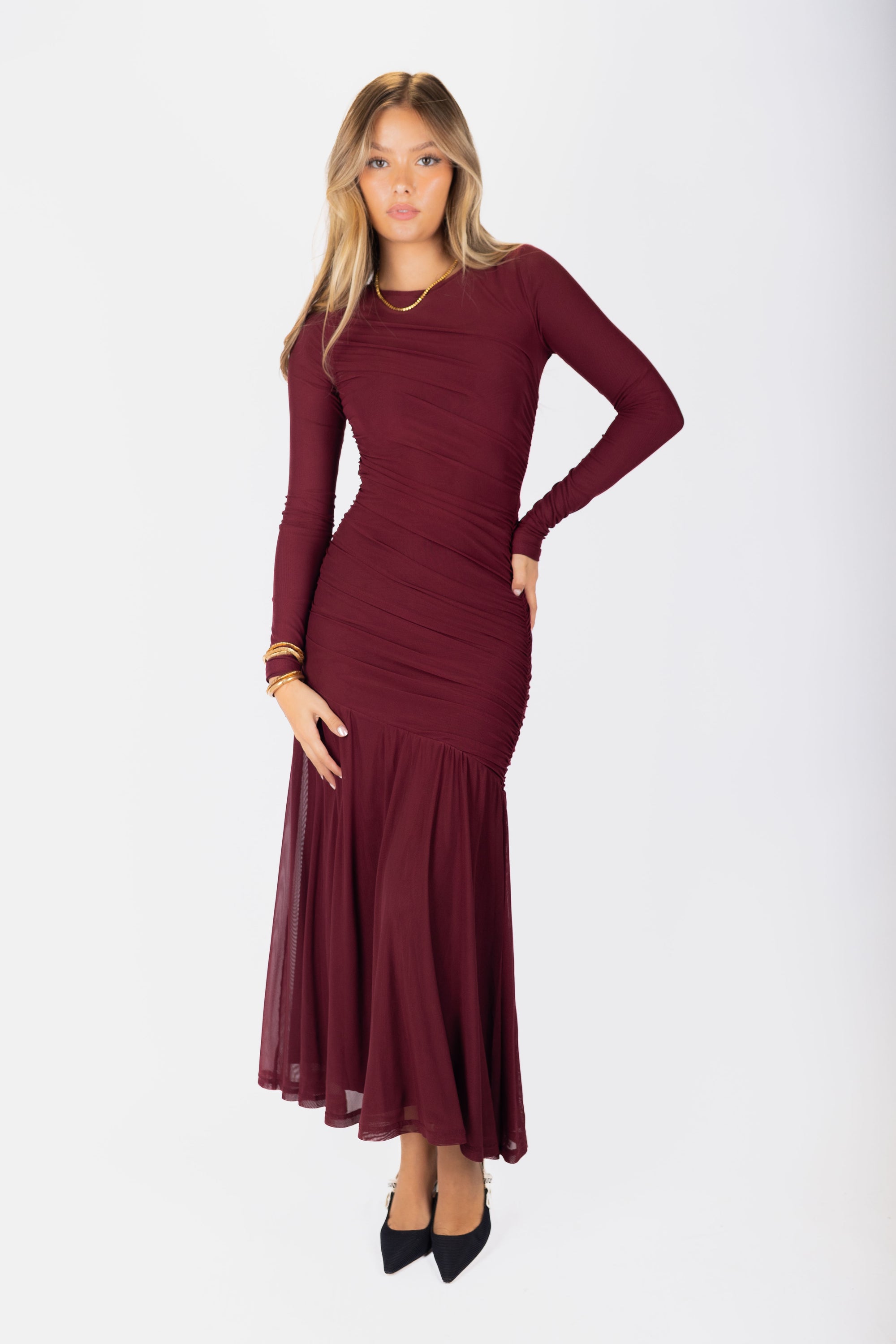 Miri Dress (Burgundy) - Dress - Yakira Bella