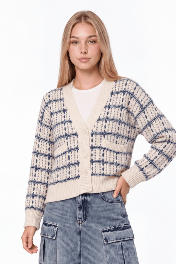 Miro Cardigan (White Blue) - Top - Yakira Bella