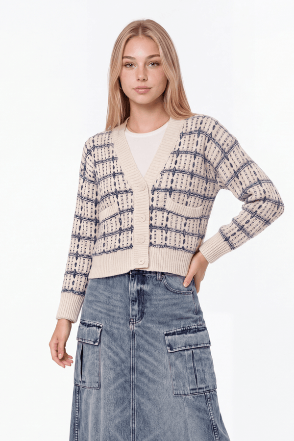 Miro Cardigan (White Blue) - Top - Yakira Bella