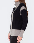 MOCK ZIP SWEATER (BLACK/GREY) - Top - Yakira Bella