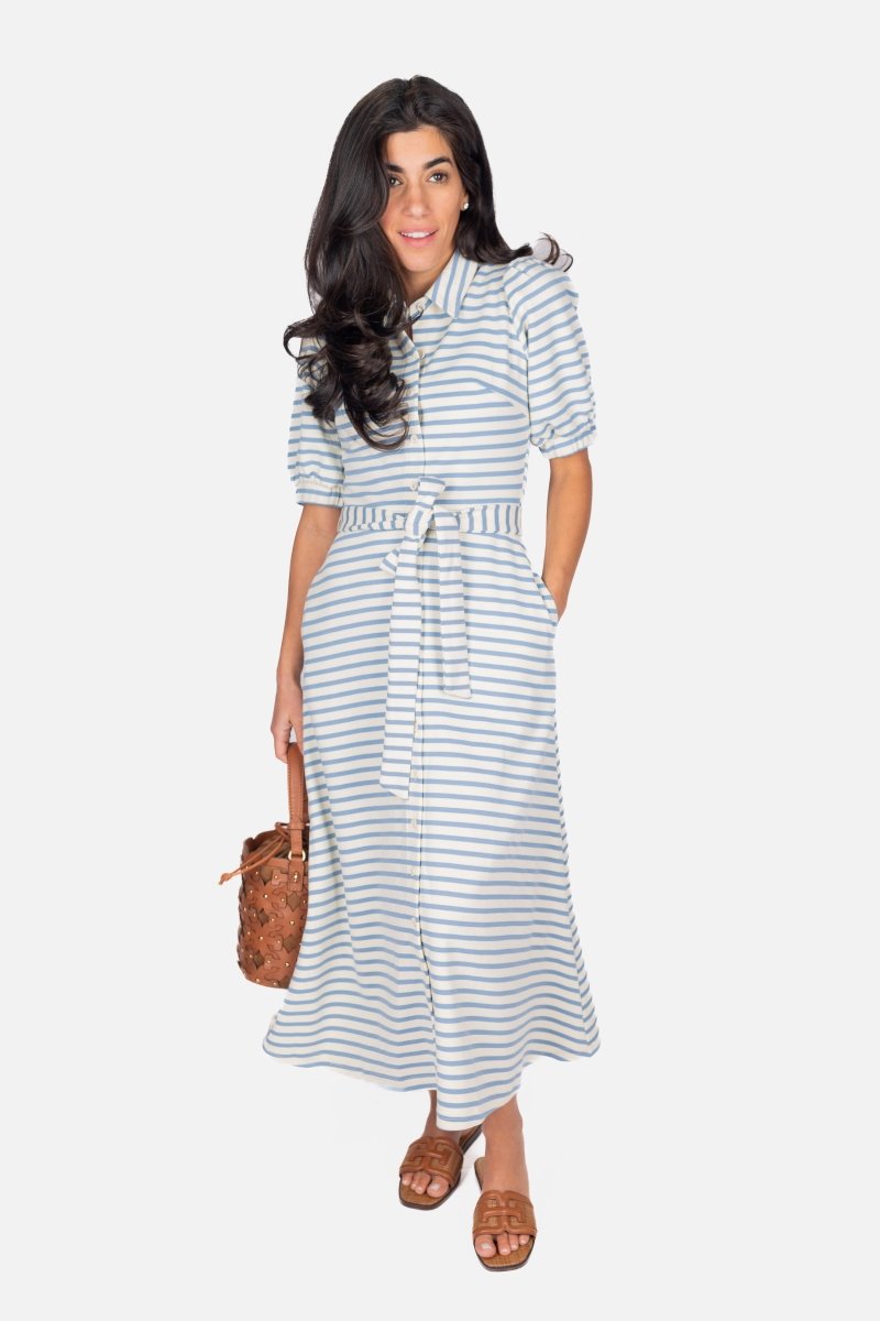 MONIKA DRESS (BLUE STRIPE) - Dress - Yakira Bella