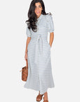 MONIKA DRESS (BLUE STRIPE) - Dress - Yakira Bella