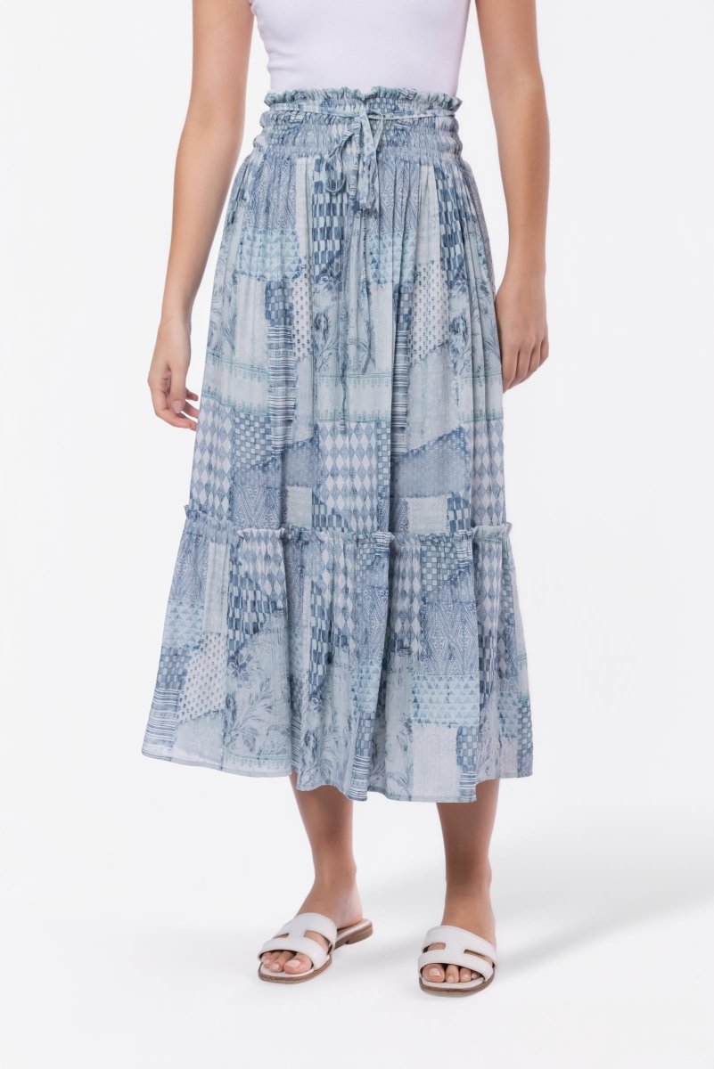 Nancy Skirt (White/Blue) - Skirt - Yakira Bella