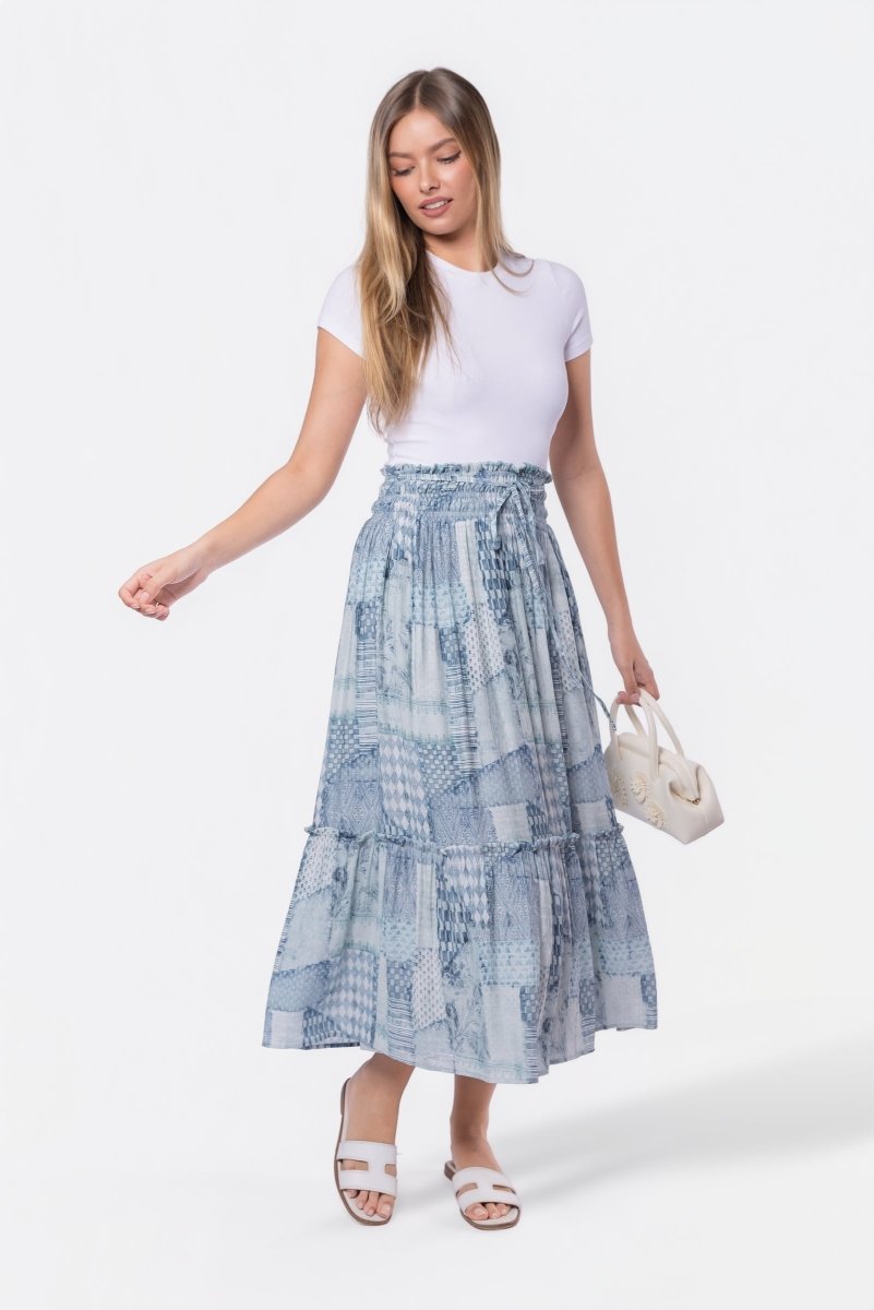 Nancy Skirt (White/Blue) - Skirt - Yakira Bella
