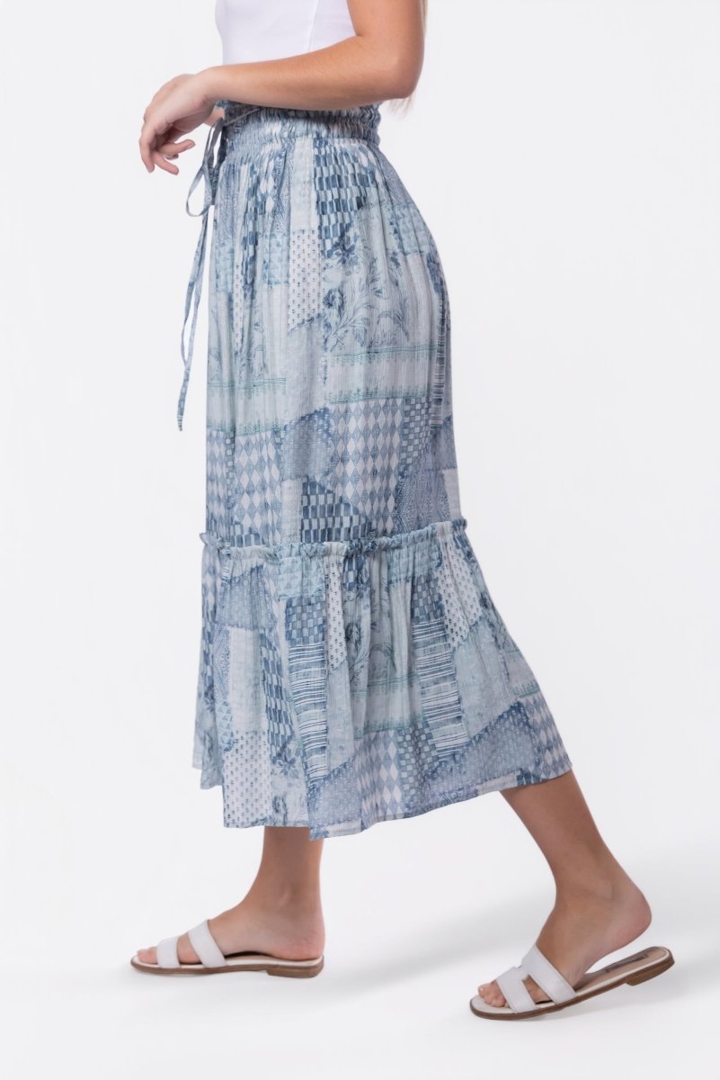 Nancy Skirt (White/Blue) - Skirt - Yakira Bella