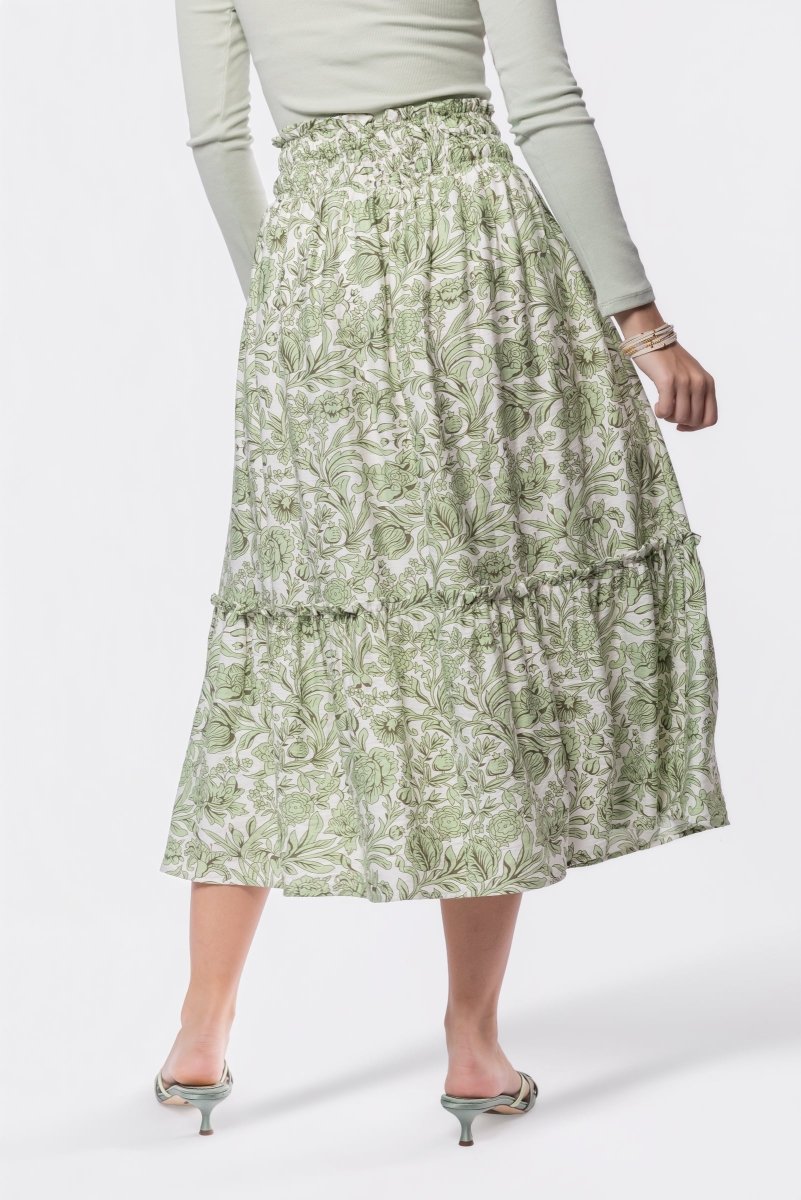 Nancy Skirt (White/Green) - Skirt - Yakira Bella