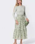 Nancy Skirt (White/Green) - Skirt - Yakira Bella