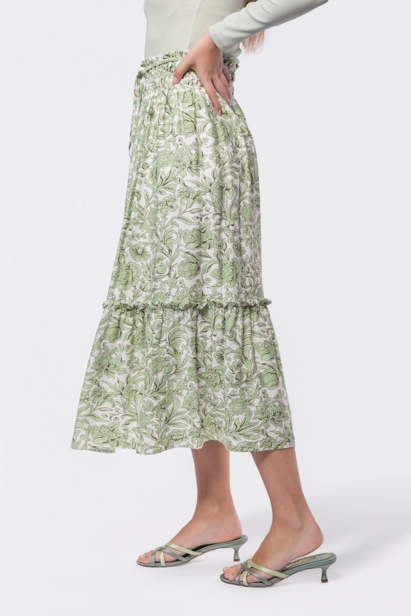 Nancy Skirt (White/Green) - Skirt - Yakira Bella