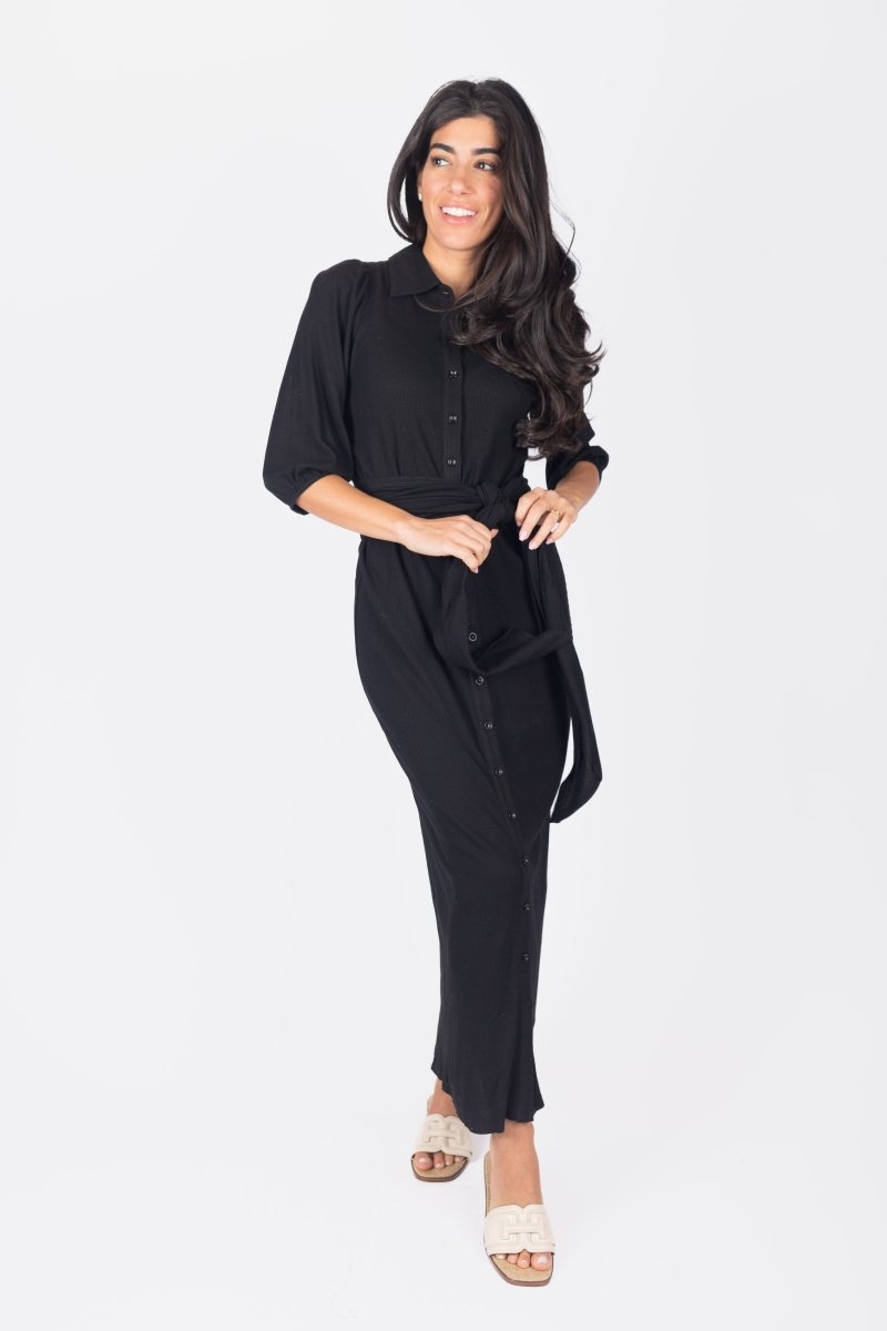 NAOMI DRESS 3/4 SLEEVES (BLACK) - Dress - Yakira Bella