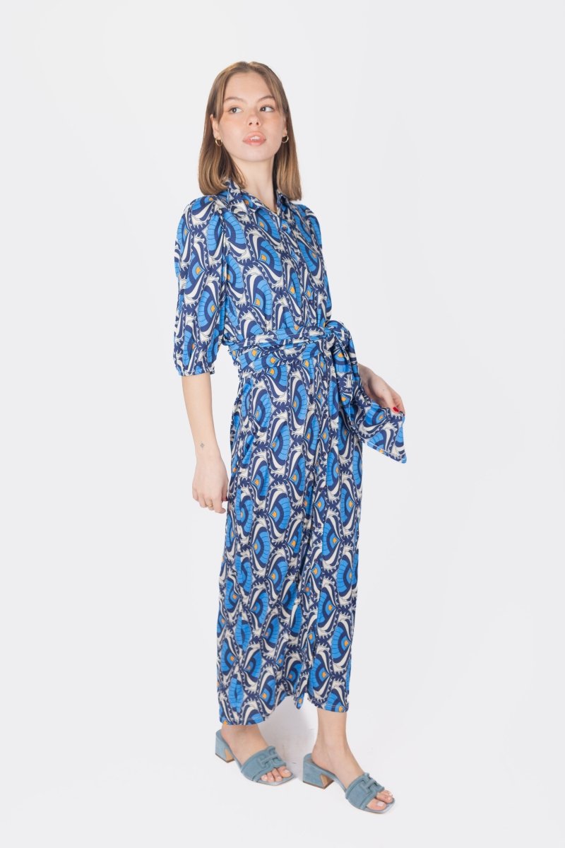 NAOMI DRESS 3/4 SLEEVES (BLUE) - Dress - Yakira Bella