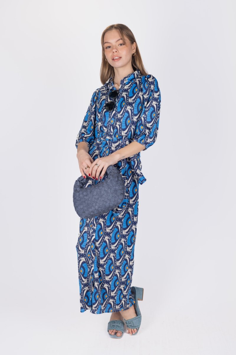 NAOMI DRESS 3/4 SLEEVES (BLUE) - Dress - Yakira Bella