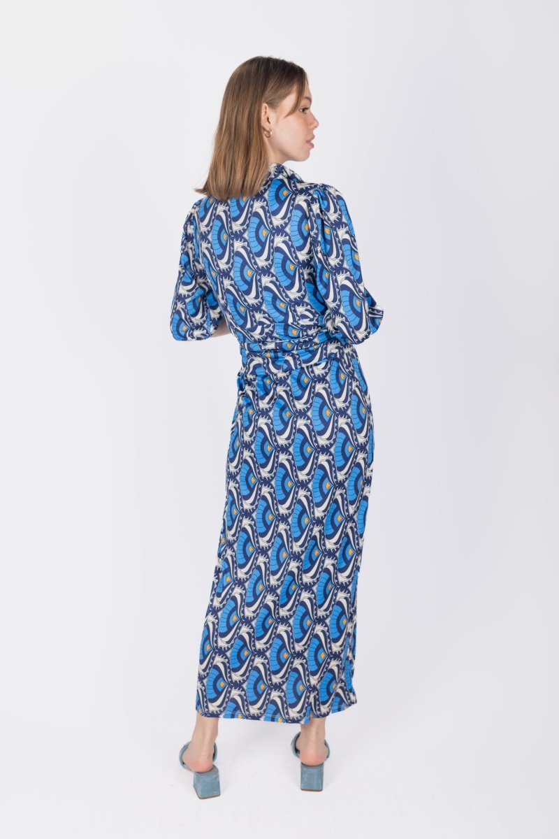 NAOMI DRESS 3/4 SLEEVES (BLUE) - Dress - Yakira Bella