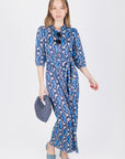 NAOMI DRESS 3/4 SLEEVES (BLUE) - Dress - Yakira Bella