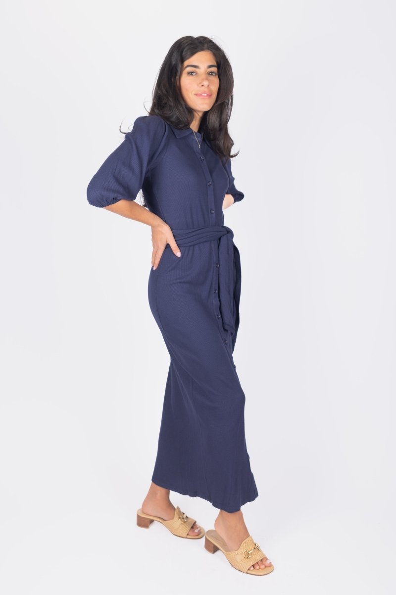 NAOMI DRESS 3/4 SLEEVES (NAVY) - Dress - Yakira Bella