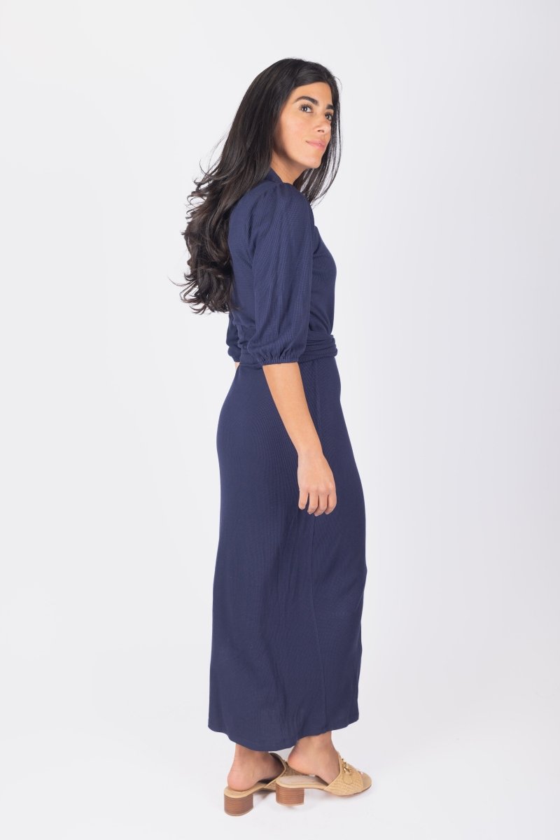 NAOMI DRESS 3/4 SLEEVES (NAVY) - Dress - Yakira Bella