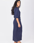 NAOMI DRESS 3/4 SLEEVES (NAVY) - Dress - Yakira Bella