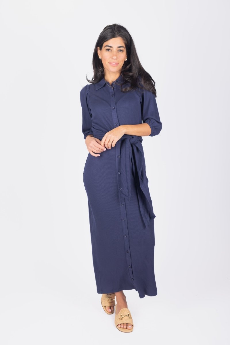 NAOMI DRESS 3/4 SLEEVES (NAVY) - Dress - Yakira Bella