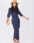 NAOMI DRESS 3/4 SLEEVES (NAVY) - Dress - Yakira Bella