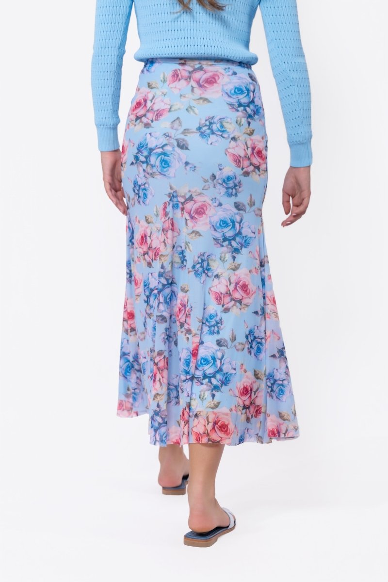 Natalia Skirt (Blue Flower) - Skirt - Yakira Bella