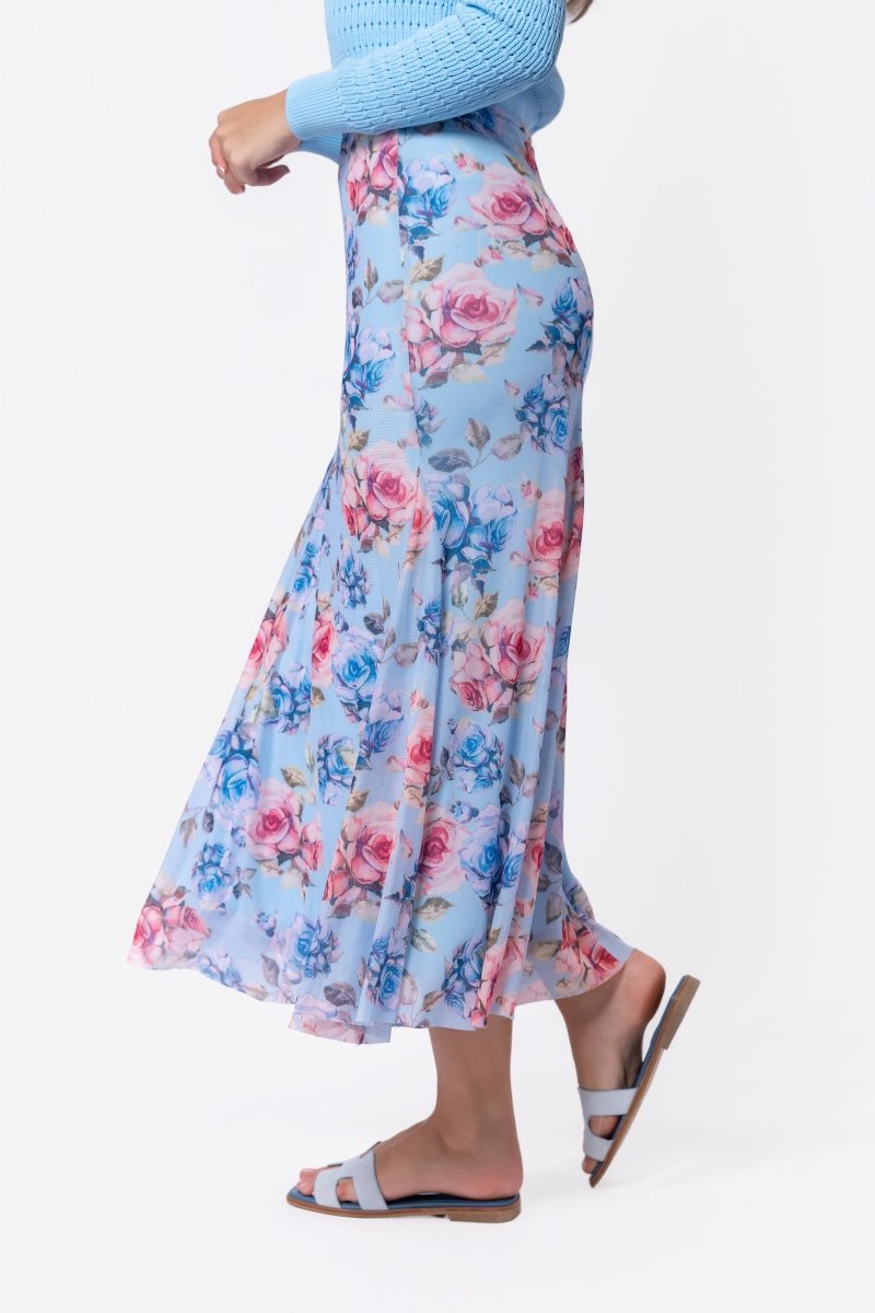 Natalia Skirt (Blue Flower) - Skirt - Yakira Bella