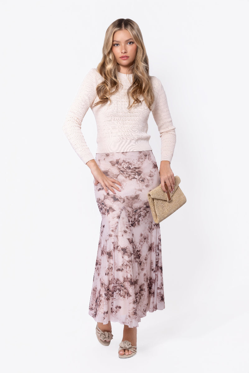 Natalia Skirt (Brown Flower) - Skirt - Yakira Bella