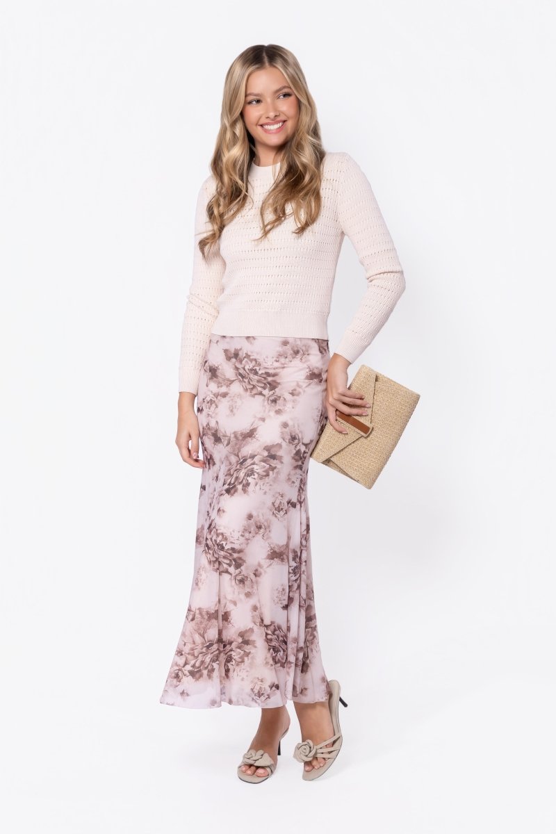 Natalia Skirt (Brown Flower) - Skirt - Yakira Bella