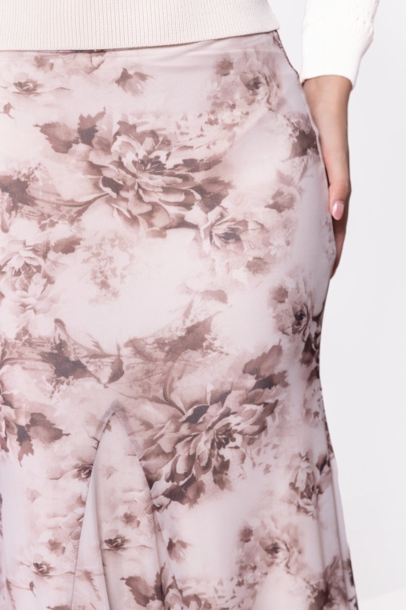 Natalia Skirt (Brown Flower) - Skirt - Yakira Bella