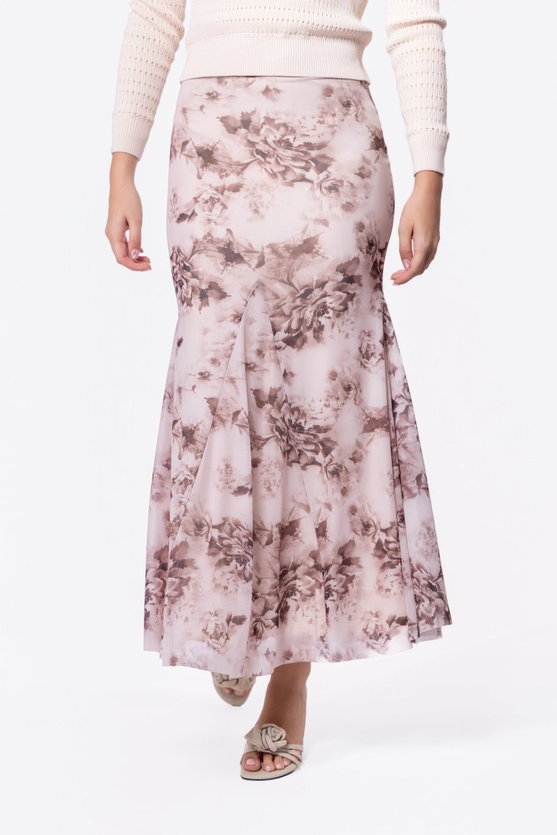Natalia Skirt (Brown Flower) - Skirt - Yakira Bella