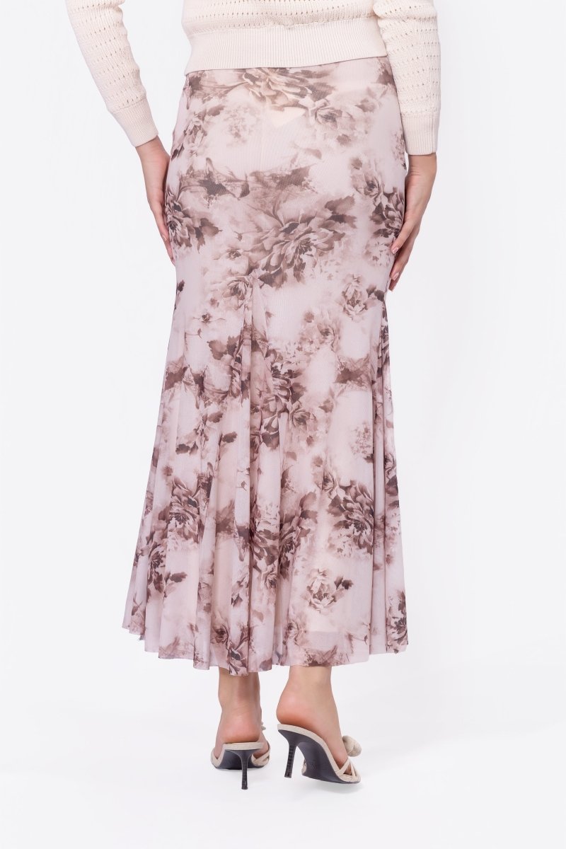 Natalia Skirt (Brown Flower) - Skirt - Yakira Bella