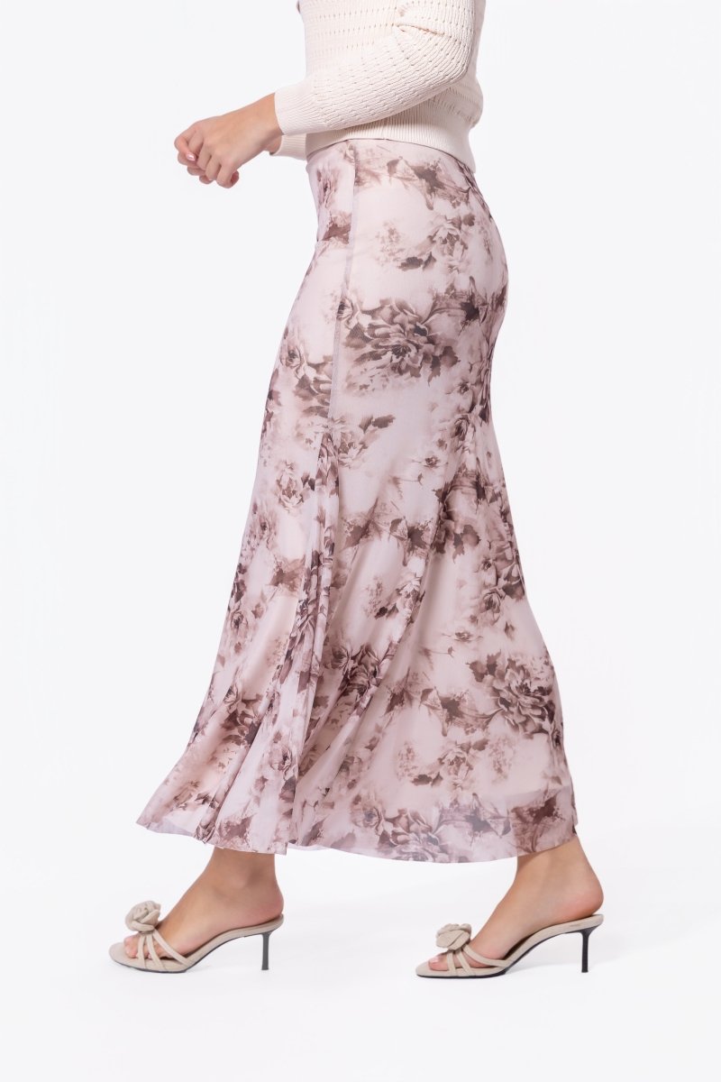 Natalia Skirt (Brown Flower) - Skirt - Yakira Bella