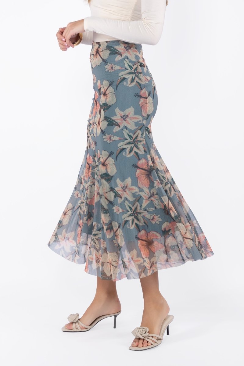 Natalia Skirt (Peach/Grey) - Skirt - Yakira Bella