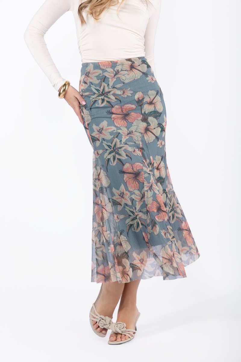 Natalia Skirt (Peach/Grey) - Skirt - Yakira Bella