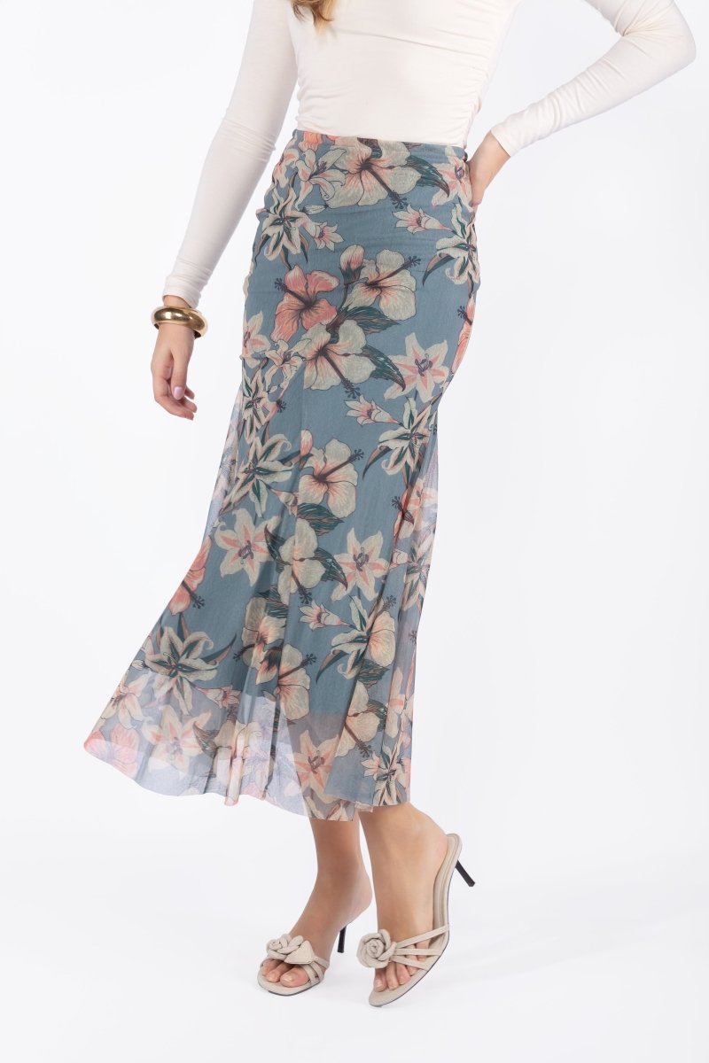 Natalia Skirt (Peach/Grey) - Skirt - Yakira Bella