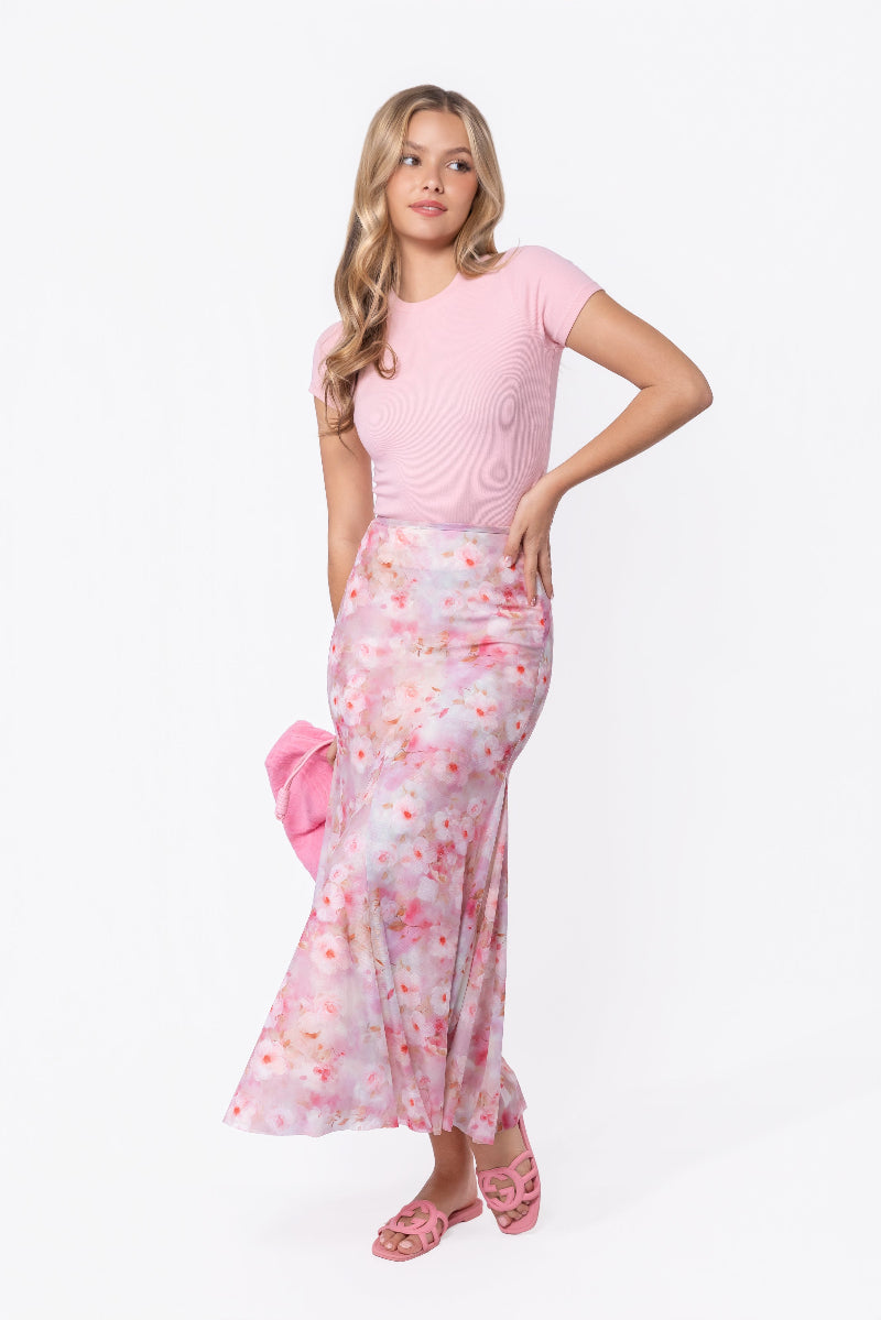 Natalia Skirt (Pink Flower) - Skirt - Yakira Bella
