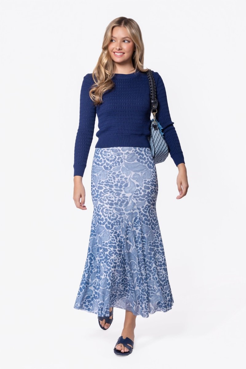 Natalia Skirt (White Blue) - Skirt - Yakira Bella