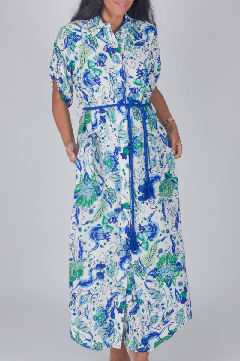 NATALIE DRESS (BLUE PATTERN) - Dress - Yakira Bella